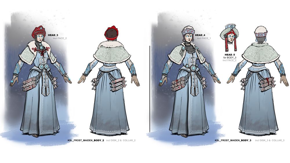 Concept art van een Kislev Frost Maiden